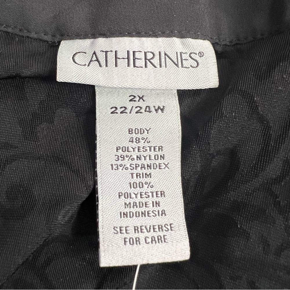 Catherines Black Velvet Robe Womens 2X 22/24 Open Front Kimono Sleeve $70 - Picture 5 of 6
